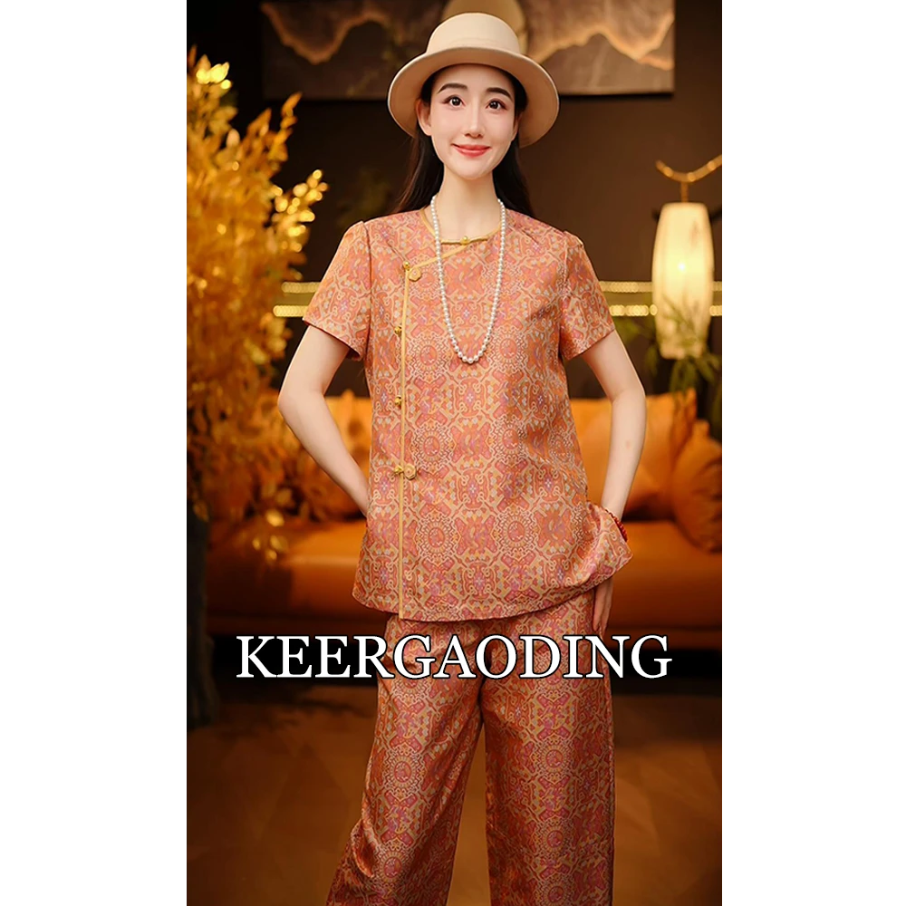 【可儿·高定】非遗蜀锦高端新中式国风设计师款短袖上衣J6550