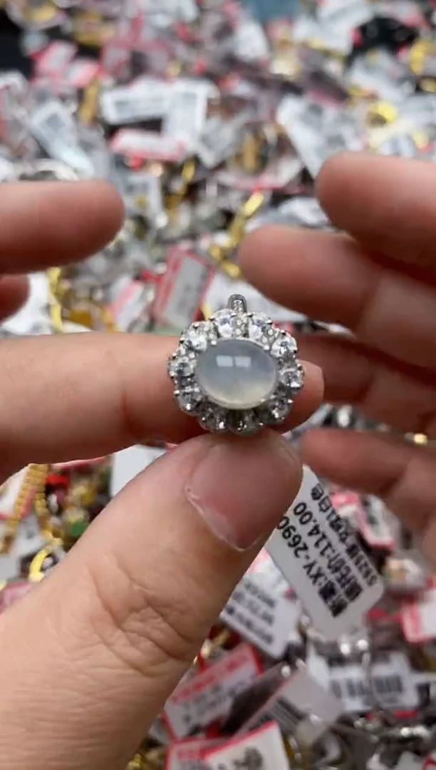 【闪购商品】翡翠戒指银S925镶嵌77777---6