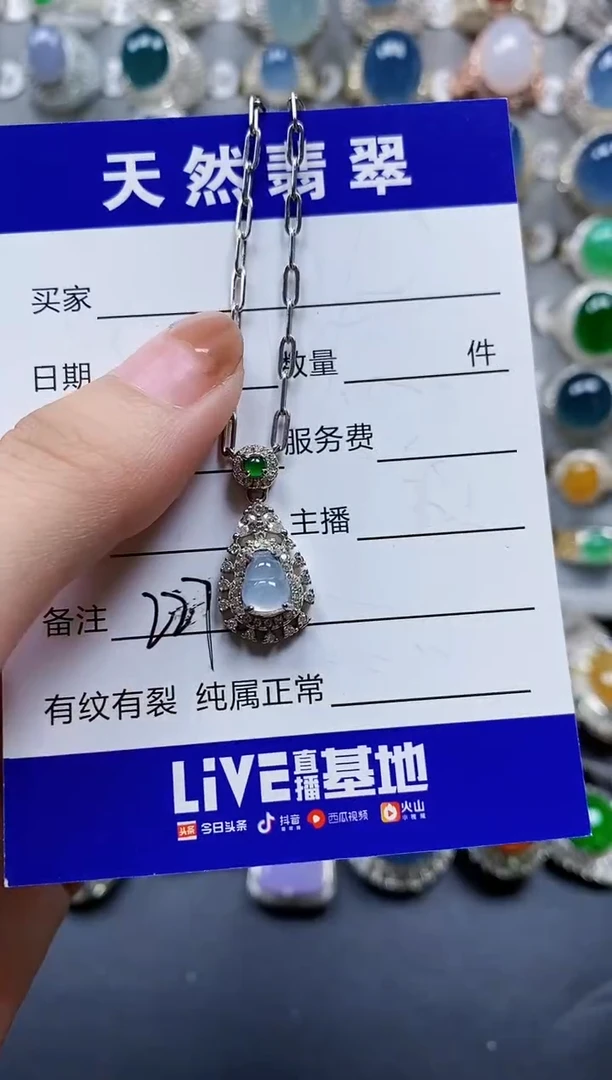 翡翠银S925镶嵌颈饰0227