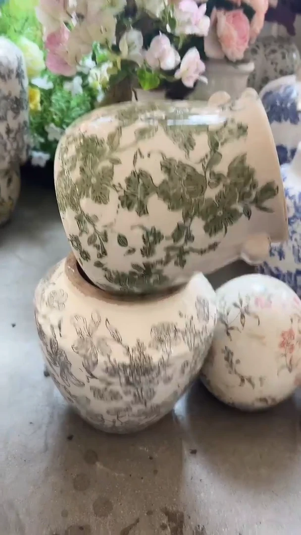 【闪购商品】陶瓷有孔花盆高17cm内口11.5cm