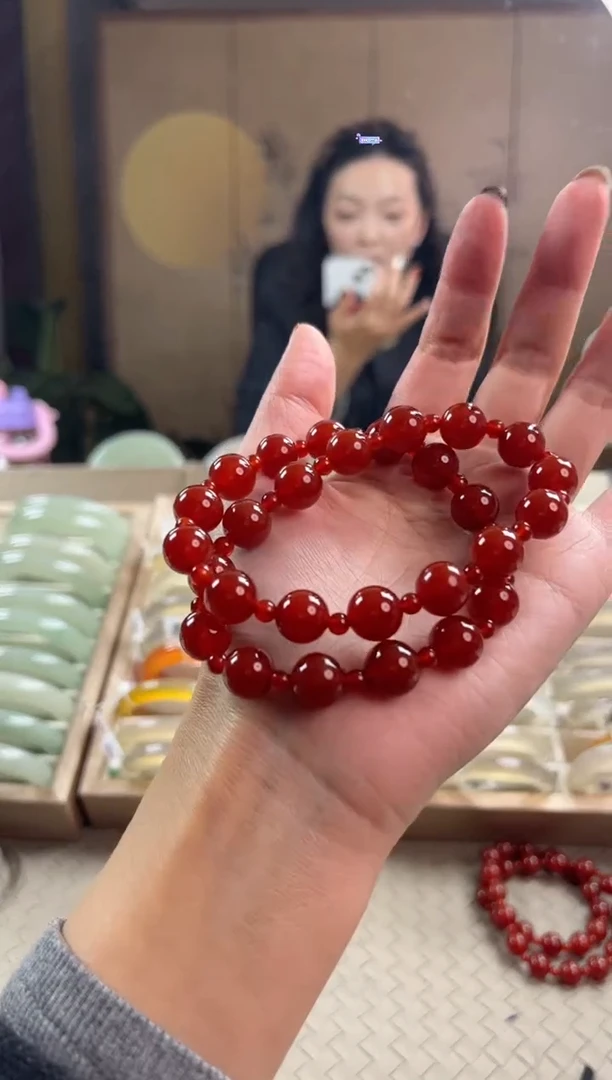 手镯玛瑙/玉髓未镶嵌红玛瑙手链珠子不包完美