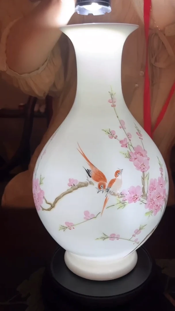 摆件胡晶水点桃花玉壶春