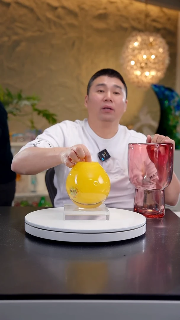 手工艺品琉璃寒*雪黄色花瓶