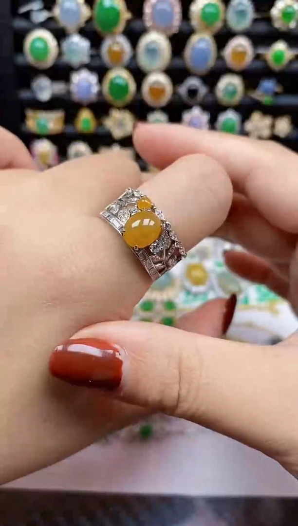 银S925镶嵌戒指翡翠344