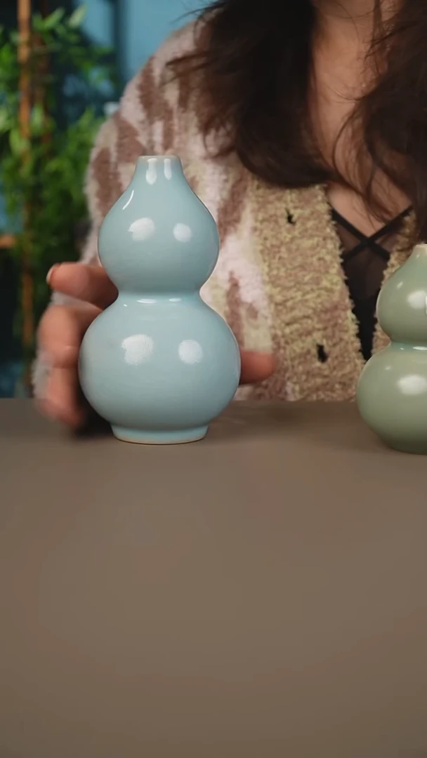原矿釉天青葫芦瓶一级