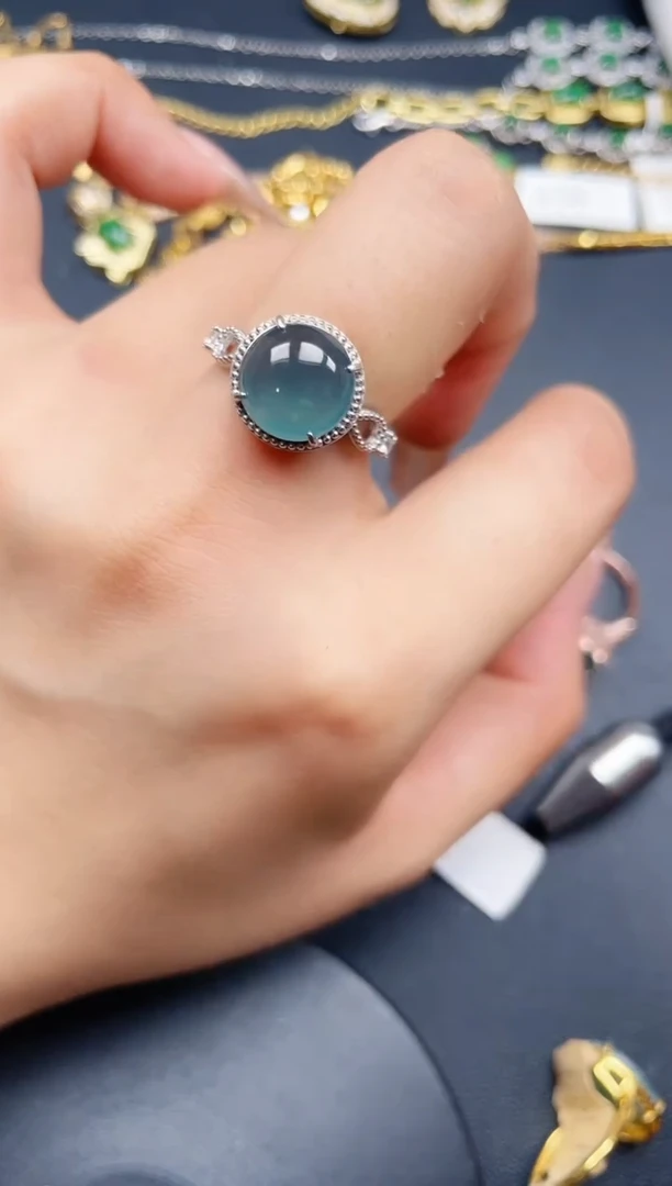 翡翠戒指银S925镶嵌432432