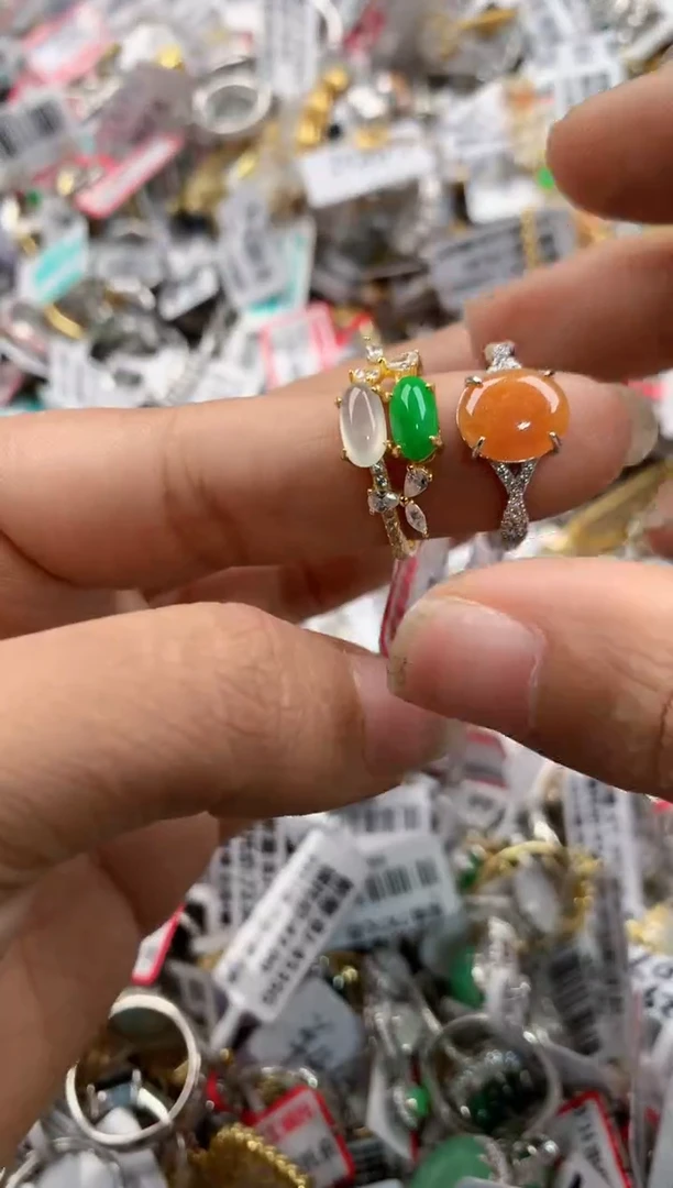 银S925镶嵌戒指翡翠101010---8