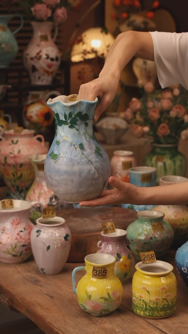 陶瓷377景德镇设计师手作花器摆件侘寂风