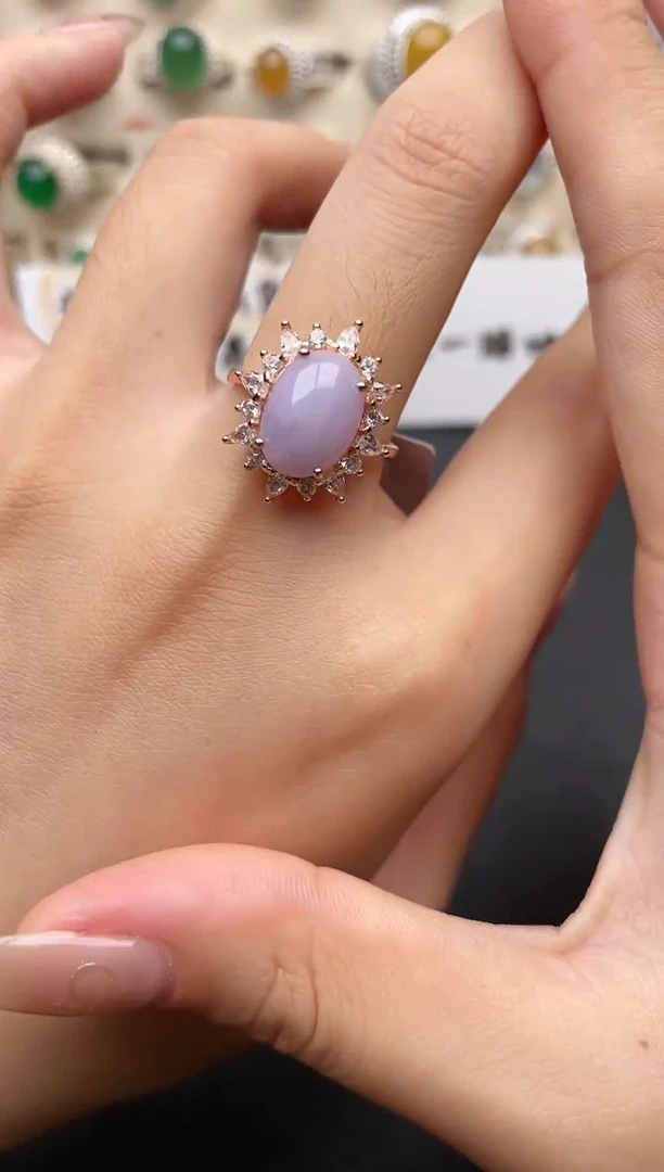 【闪购商品】翡翠戒指银S925镶嵌一物一证一礼盒