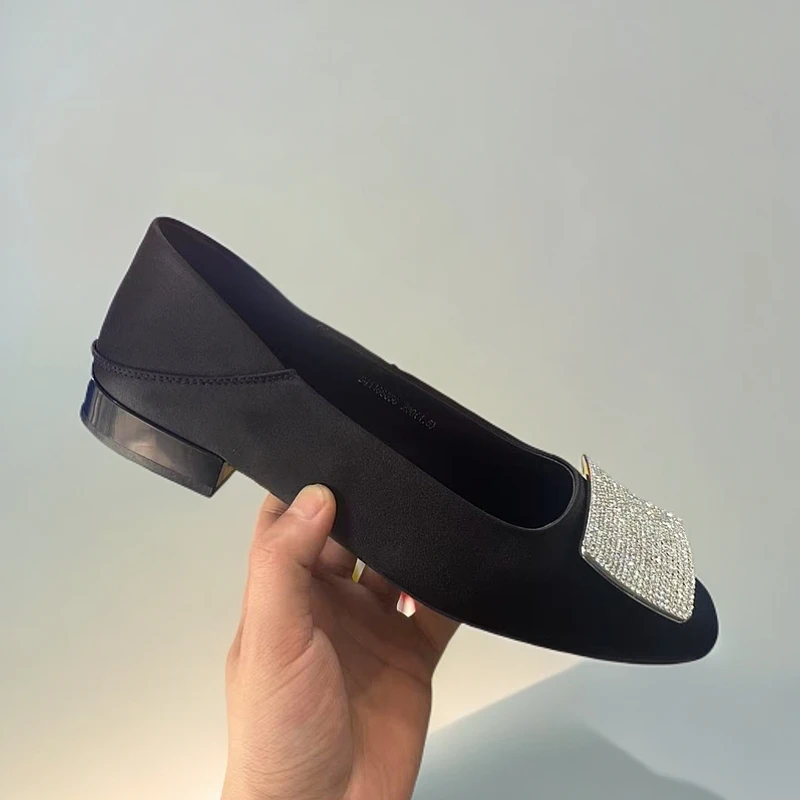 0127方头平底时尚单鞋百搭小众鞋子百搭小众鞋子黑色软底浅口舒适