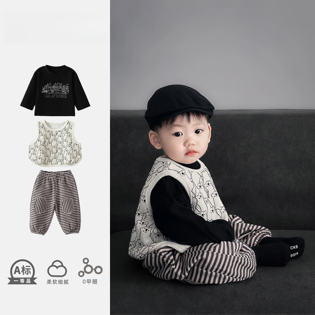 MK&UR.BV男童套装春秋季洋气男宝宝衣服秋装婴幼儿韩版小童套装