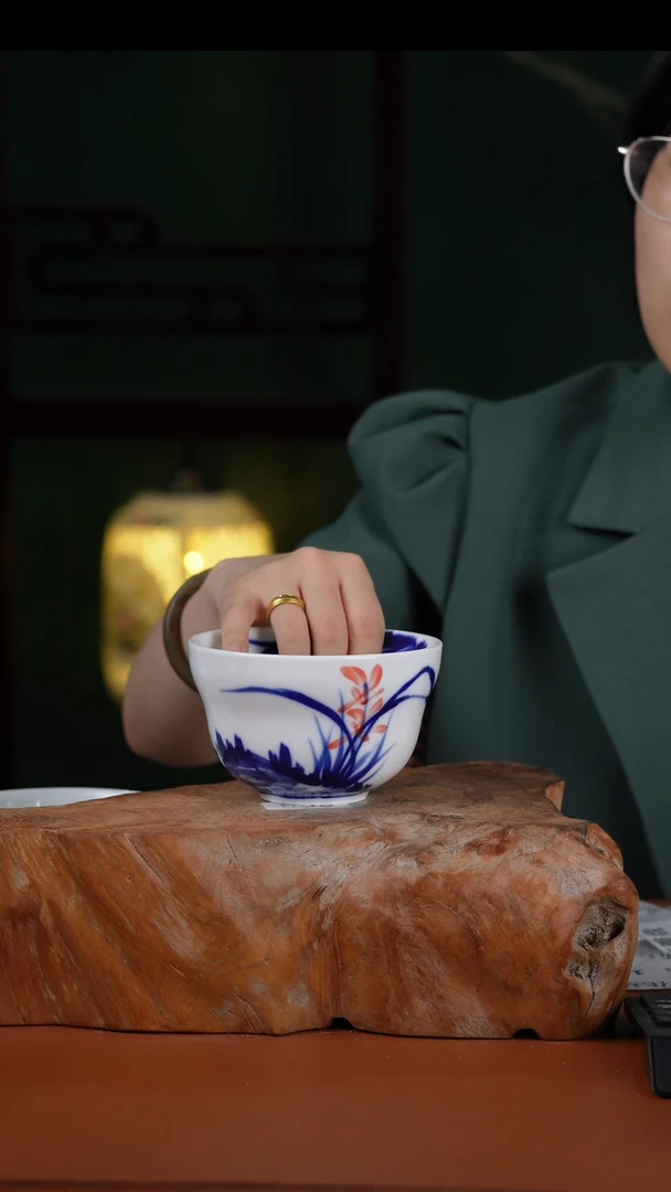摆件景德镇高温釉中彩葫芦碗直径11.5高7