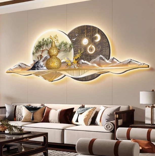 摇钱树l轻奢客厅装饰画沙发背景墙挂画壁画简约现代高级感