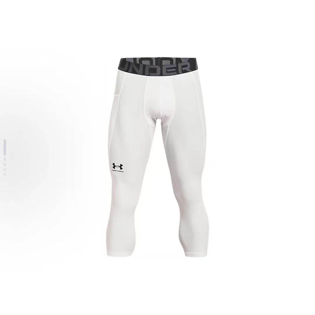 Under Armour 宽腰边logo紧身透气内搭紧身裤运动长裤 男款 白色