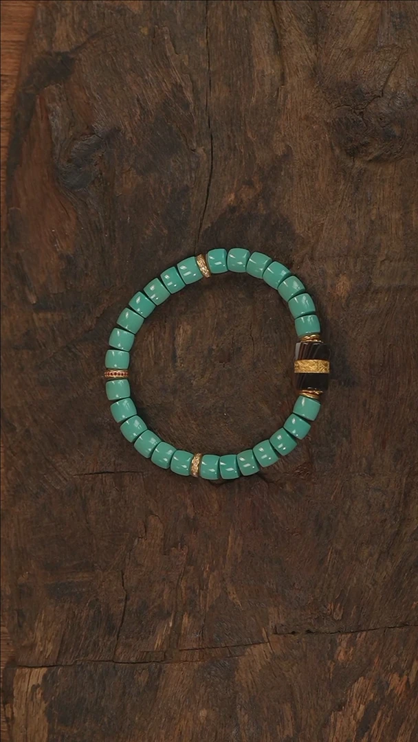 【闪购商品】绿松石手串18K金镶嵌S2838-定制-14手围