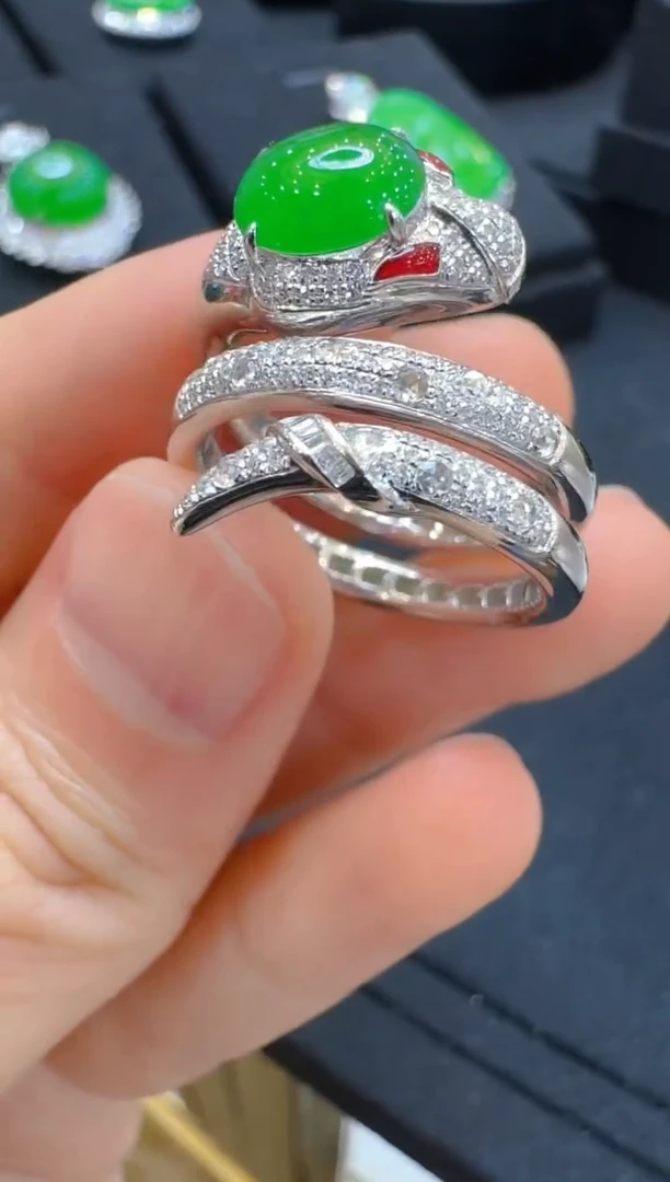 翡翠戒指18K金镶嵌多样性团购发一件