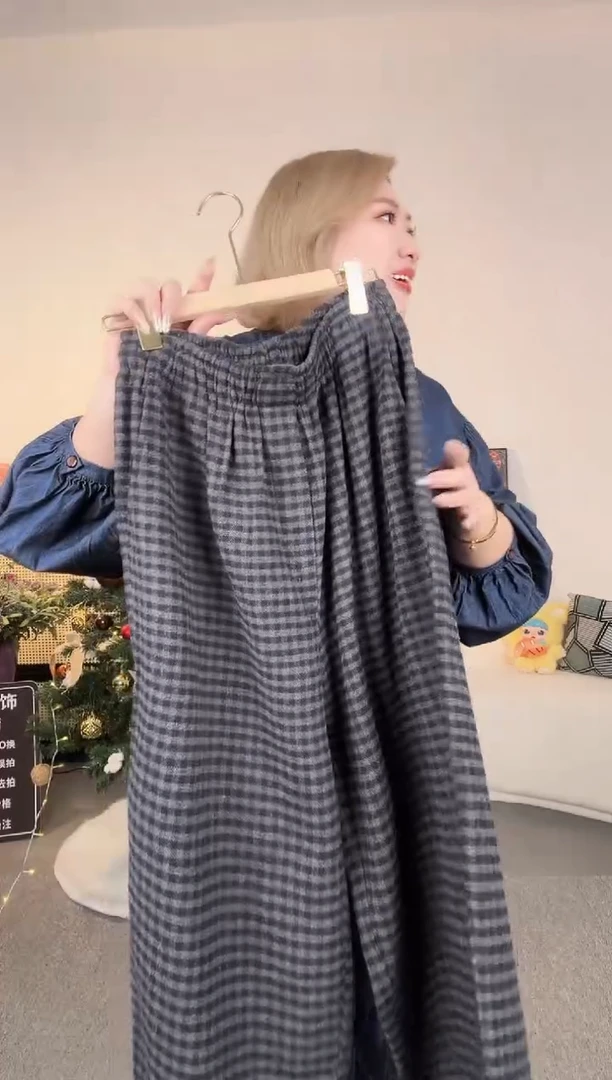 格子毛呢裤子 穿200斤
