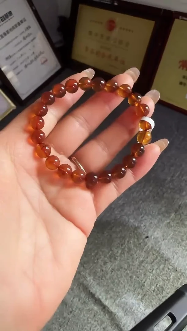 手串琥珀未镶嵌#3缅甸琥珀紫罗兰手串8mm