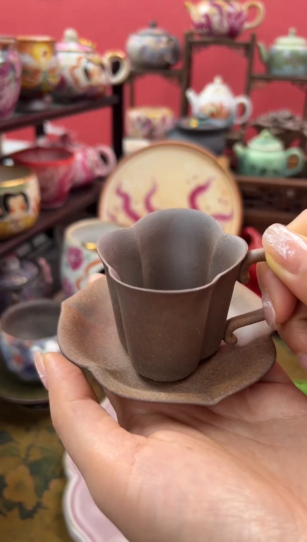 【闪购商品】素慕堂粗陶荷花美人矮脚杯