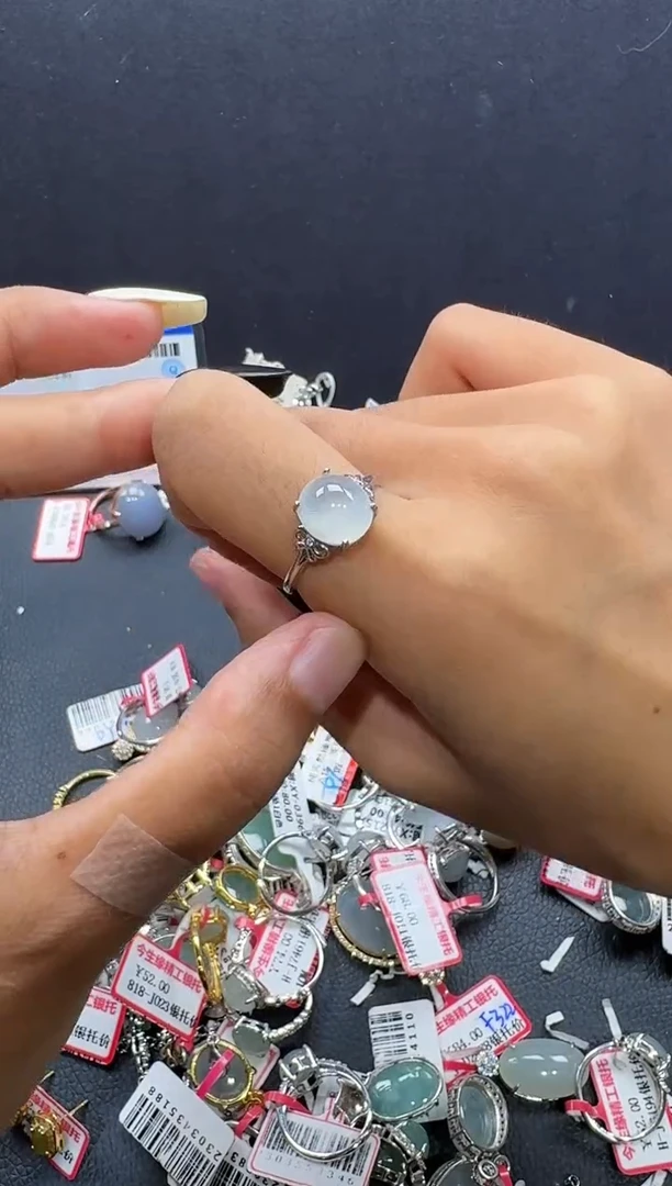 翡翠戒指银S925镶嵌戒指316