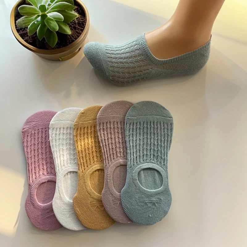 春夏网眼棉吸汗透气女士浅口隐形袜、低帮袜！无纸卡四色混搭无白色