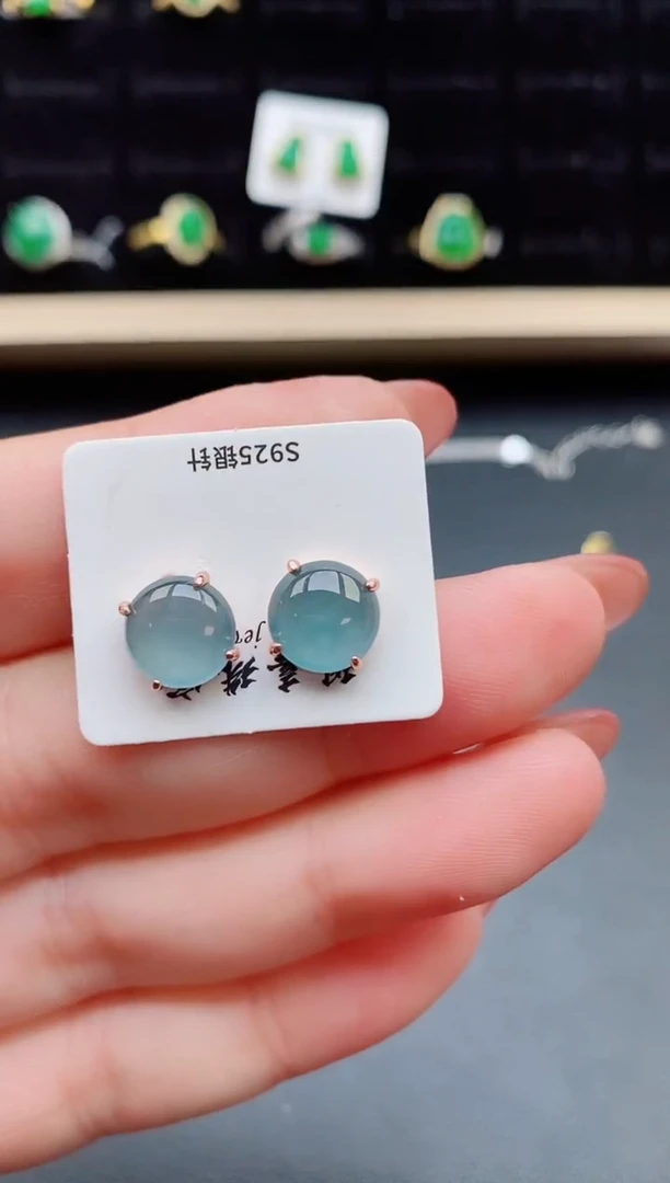 【闪购商品】翡翠耳饰银S925镶嵌12121