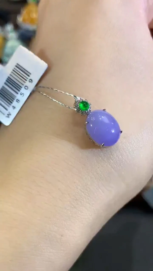 吊坠(不含链)18K金镶嵌翡翠C13 紫货有色差