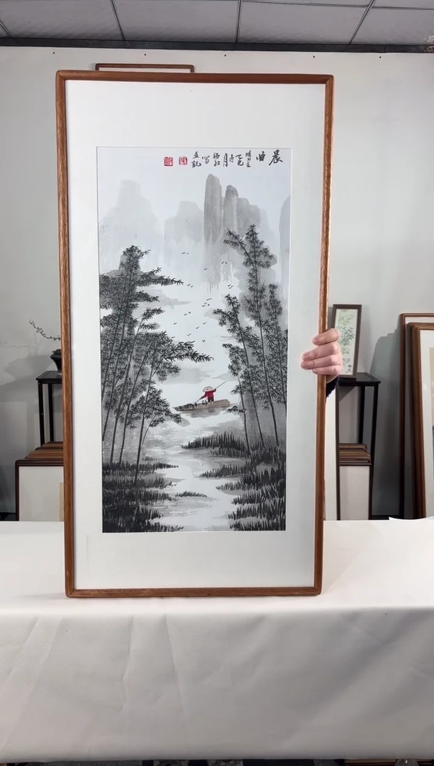 国画手绘*晨曲*47*92cm