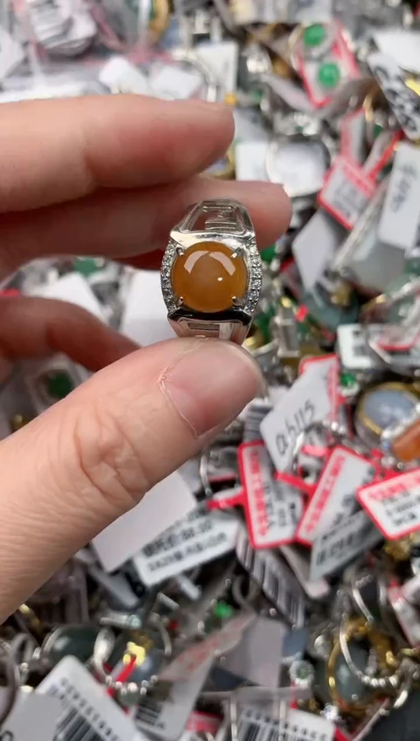 银S925镶嵌戒指翡翠666          5