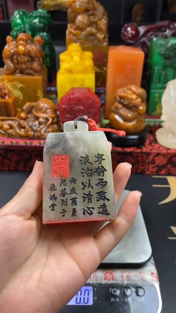 寿山石印石水墨冻大秤砣（持之以恒）