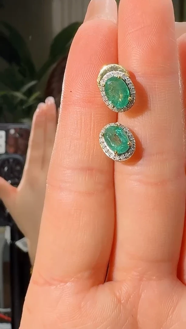 未镶嵌耳饰祖母绿天然祖母绿耳饰