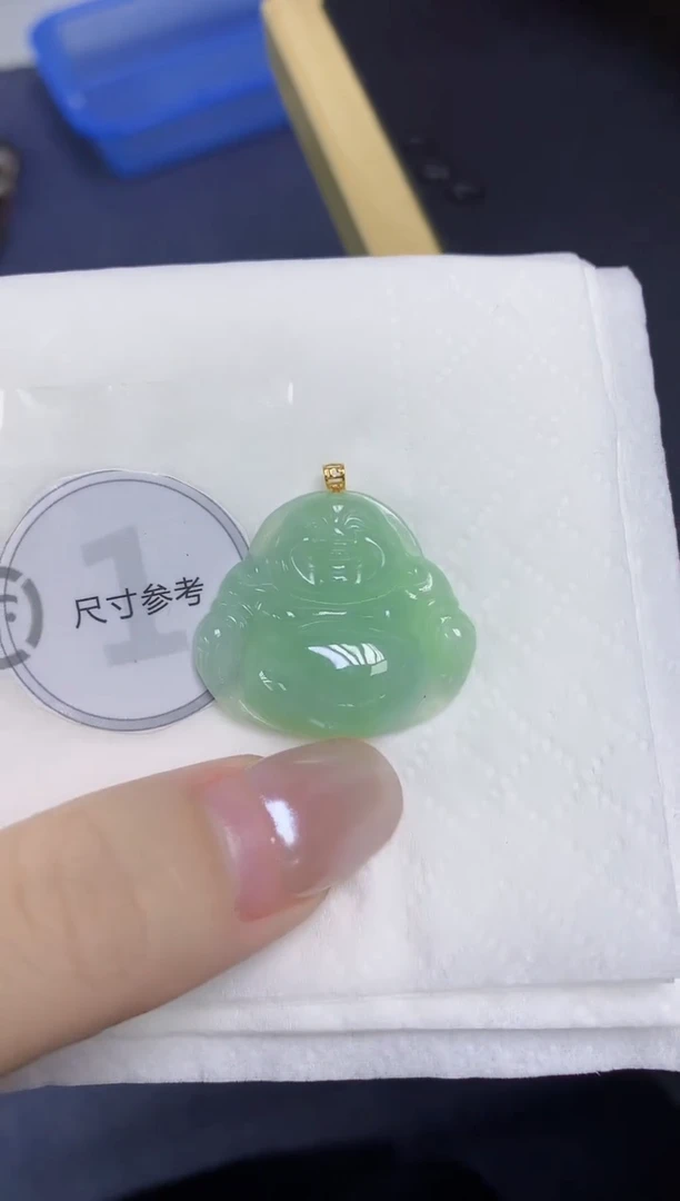 颈饰18K金镶嵌翡翠天然缅甸翡翠A货百元以上9元证书费自理