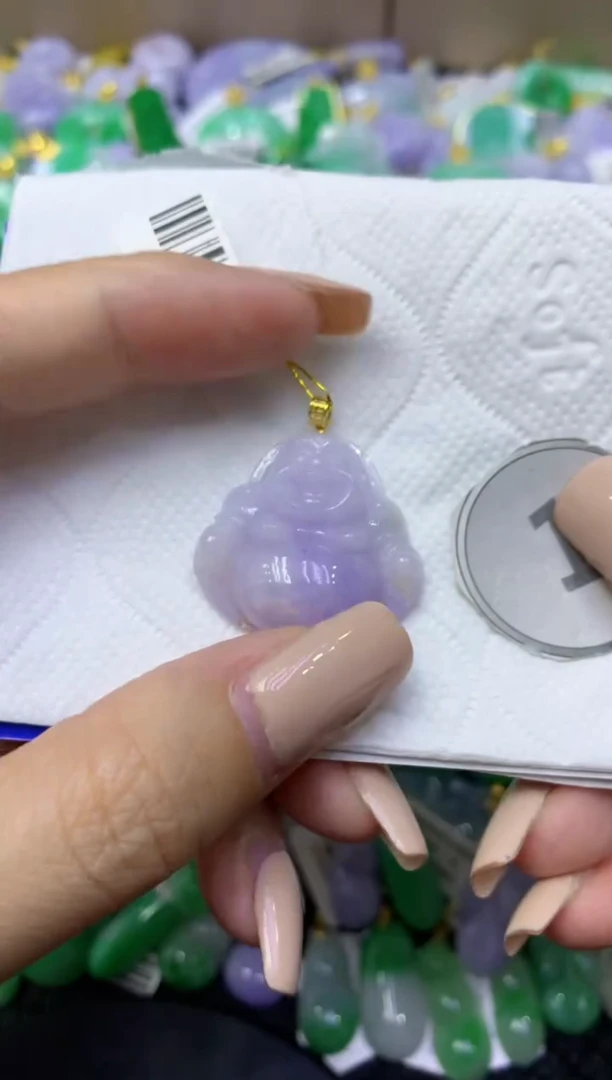 颈饰18K金镶嵌翡翠天然缅甸翡翠A货