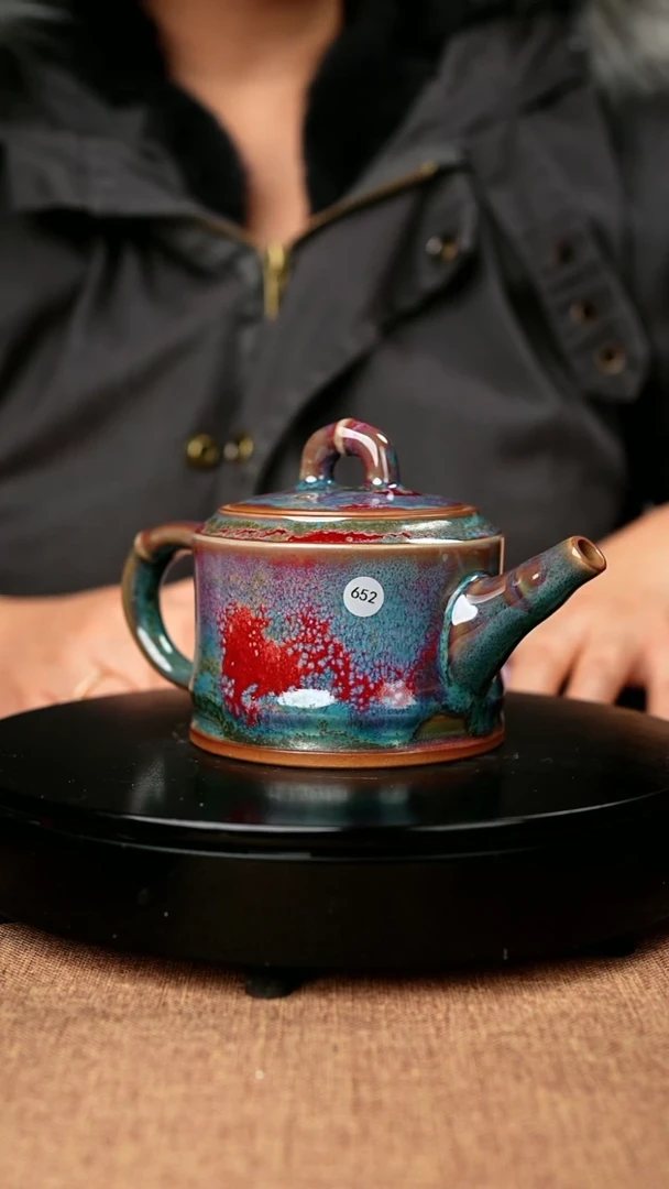 【闪购商品】652#省工一级品原矿钧瓷炉钧釉竹节壶