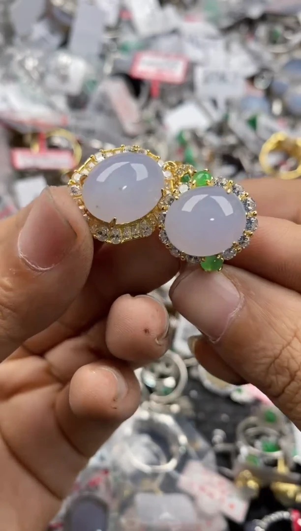 银S925镶嵌戒指翡翠15             4