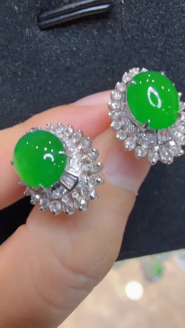 18K金镶嵌翡翠耳饰多样性团购发一件