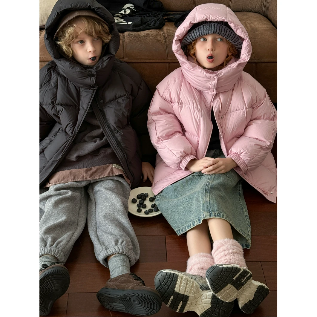 【现货】Eye gauge 新款连帽中长款宽松男女同款儿童亲子羽绒服A005