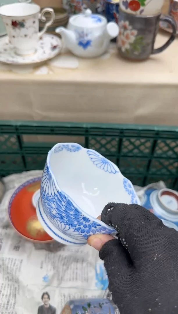 茶杯紫砂花****汪282淘艺中古瓷器满18米包邮
