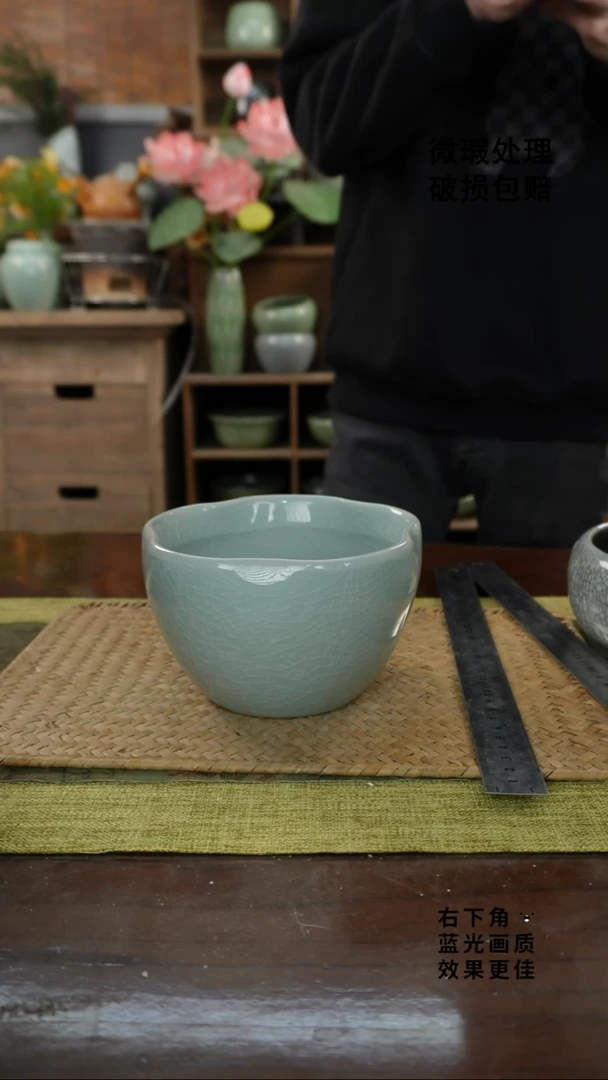 陶瓷五瓣花茶渣缸B-13微瑕