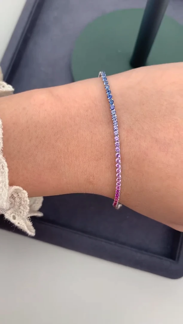 【闪购商品】蓝宝石手链18K金镶嵌3.1ct彩蓝宝手链