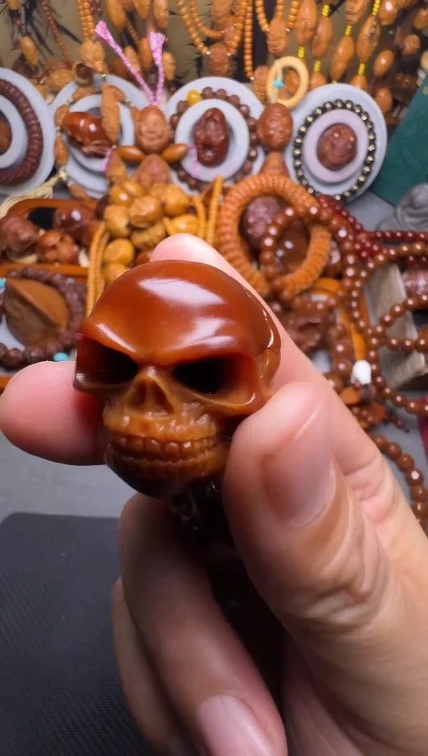 手串橄榄核骷髅头一对