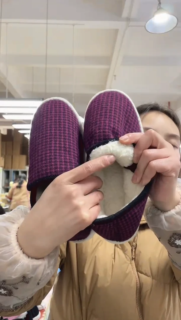 暗红格千层底贴片棉鞋37码92号