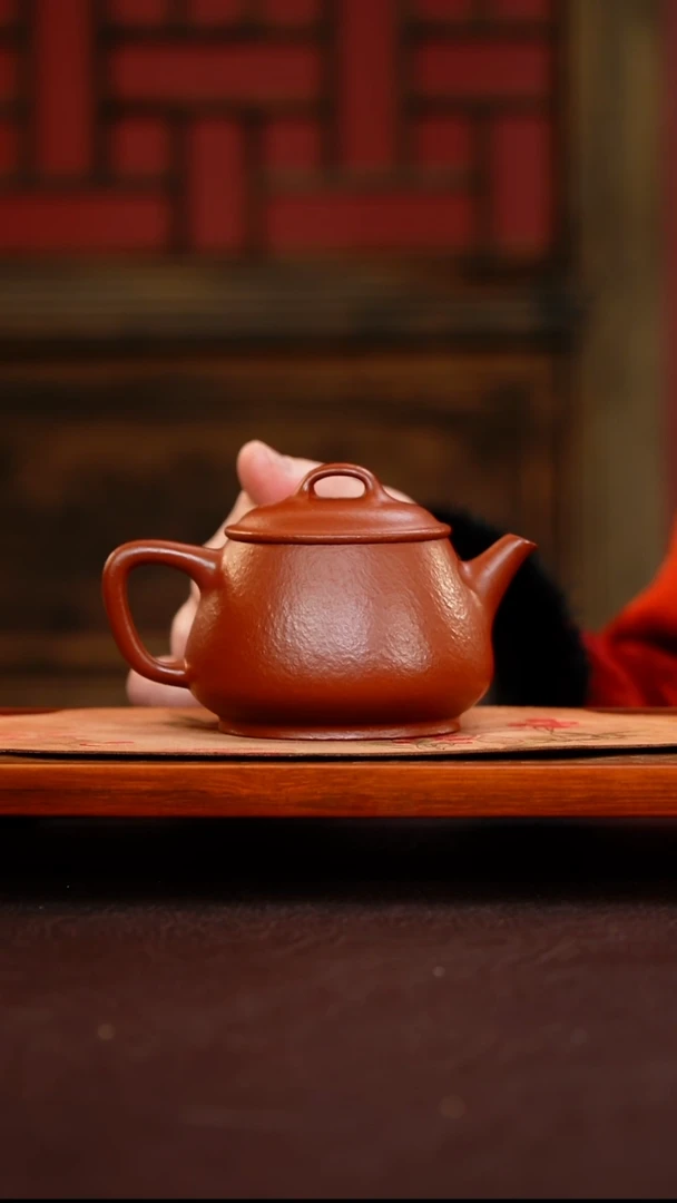 茶壶紫砂 瓢饮 朱泥大红袍 210cc  16目