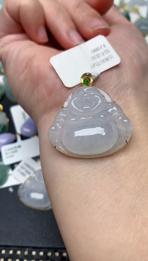 颈饰18K金镶嵌翡翠天然缅甸A货翡翠