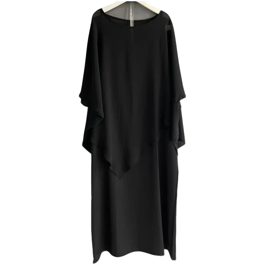 大码女装长款宽松吊带裙子黑色裙夏季两件套