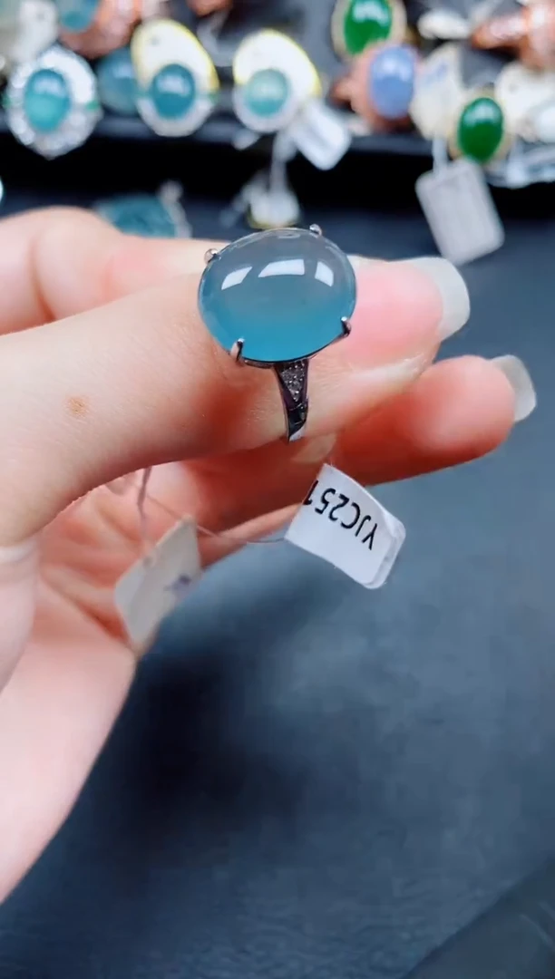 银S925镶嵌戒指翡翠翡翠