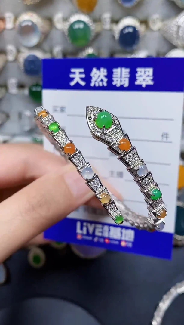 银S925镶嵌手镯翡翠83
