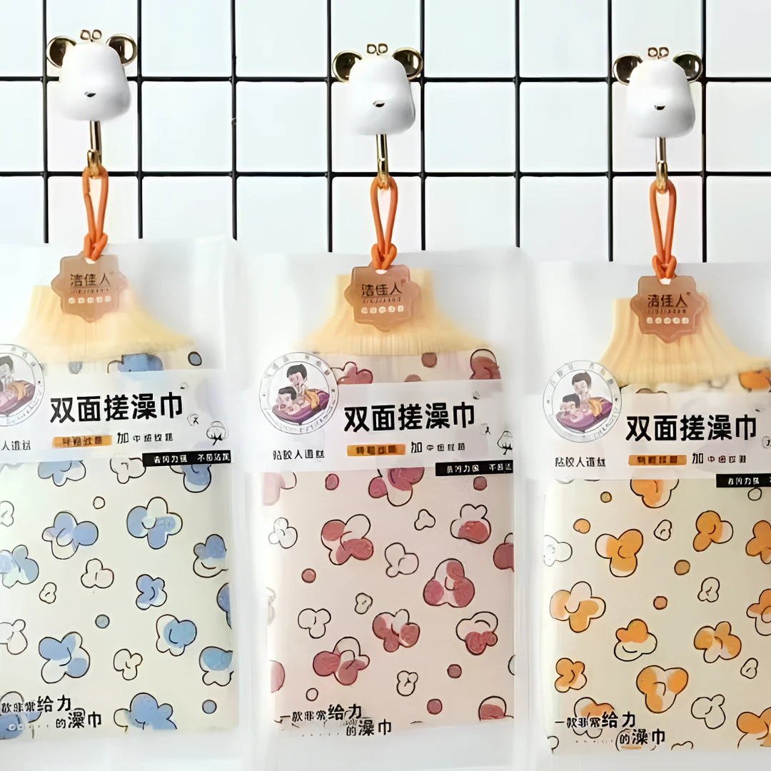 双面加厚印花搓澡巾强力搓灰拍一发二花色随机（送大浴花1个）