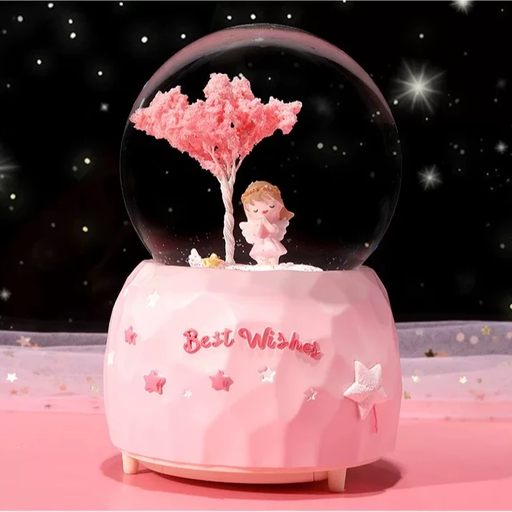 （小火车）家居饰品摆件家饰礼物车载装饰水晶球音乐盒闪光可爱