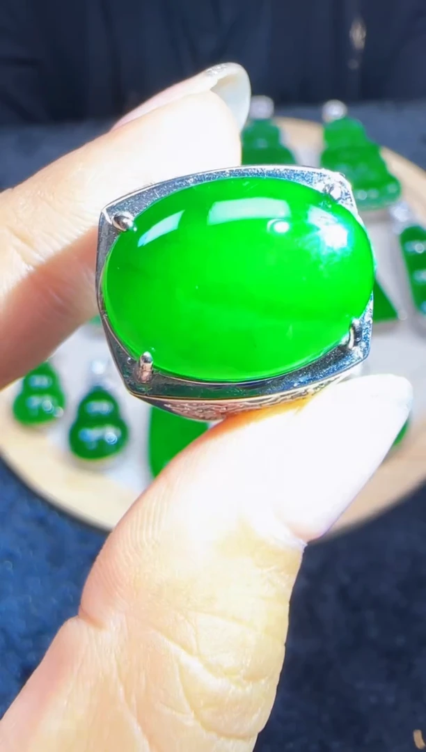 未镶嵌定制翡翠翡翠戒指35
